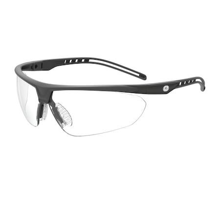 Ge Safety Glasses, Anti-Scratch, Clear Lens, Gray Frame GE308C